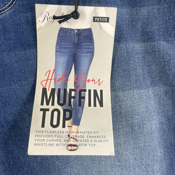 Royalty For Me Jeans Womens 14P x26 Blue Ankle High-Rise Skinny Petite Rip Tear - Picture 7 of 15